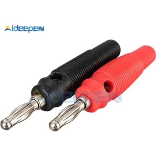 10Pcs/lot Red and Black 4mm Nickel Plating Banana Plug Connector For Audio Speaker Screw