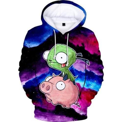 New Invader Zim Hoodies Men/women Long Sleeve Sweatshirt 3D Print Hoodie Oversize Hoodies Hip Hop Loose Streetwear Boys Clothes