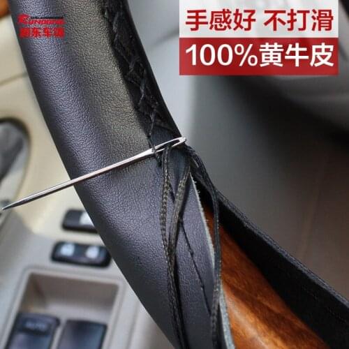 38cm Steering Wheel Covers Soft Artificial Leathe Braid On The Steering-wheel Of Car With Needle And Thread Lnterior Accessories