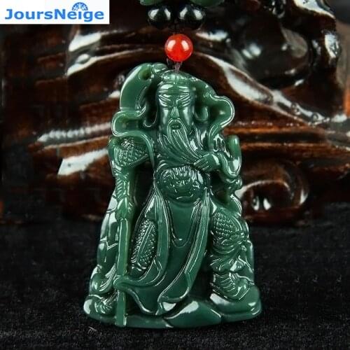 Wholesale Genuine Xinjiang Hetian Natural Stone Pendant Carved Guan Yu pendant Necklace Lucky for Women Men Fashion Jewelry