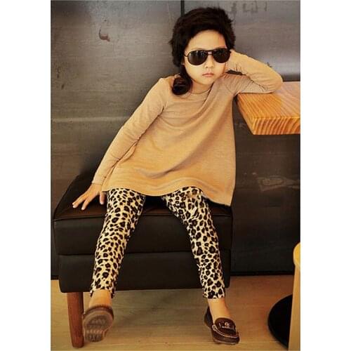 0-4 Years Baby Girl Spring Autumn leggings Clothes Kids Cotton Brown Leopard Printing Elastic Pants Clothing Mobile Phone Straps