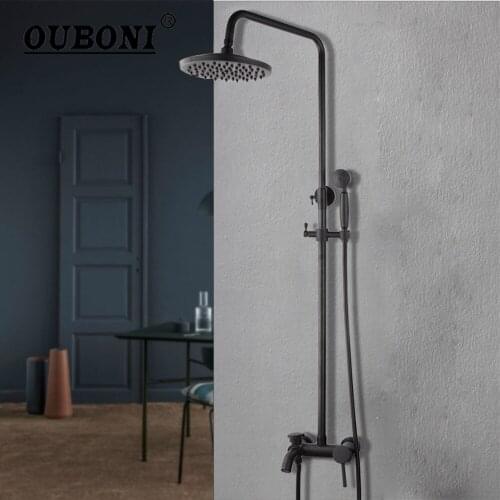 OUBONI ORB Luxury Wall Mounted Rainfall Shower Faucet Set with Hand Shower Single Handle Shower Faucets Hot And Cold Mixer Taps