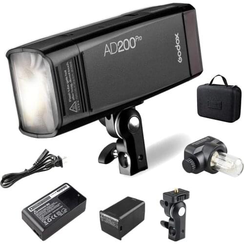 Godox AD200Pro 200W Portable Speedlite Flash Strobe,TTL 2.4G 1/8000s HSS Monolight &Bare Bulb &2900mAh Battery