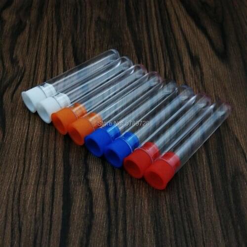 100Pcs 12*60mm Clear Plastic Test Tubes Vials With Color Caps, Empty Scented tea Tubes,bridal shower gift,School Lab Supplies