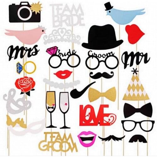 20-31pcs/lot Wedding Photo Booth Props Just Married Photobooth Props Wedding DIY Decoration Bridal Shower Bachelorette Supplies