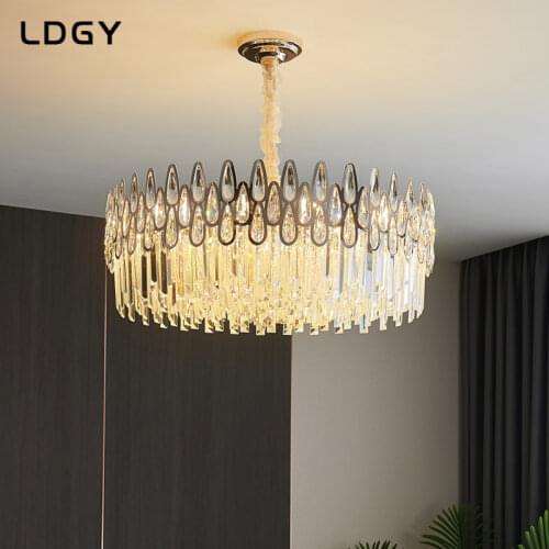 Light luxury crystal chandelier post-modern living room dining room round creative crystal chandelier warm bedroom lamps