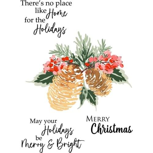 Christmas Pine Cones Metal Cutting Dies Matching Clear Silicone Stamp Crafts Card Album Making Scrapbooking DIY Stencil 2020