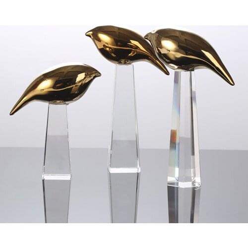 Nordic Creative Crystal Marble Ceramic Bird Sculpture Decoration Home Adornment Living Room Bedroom Desktop Ornaments Crafts