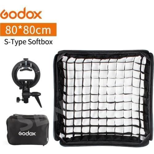 Godox 80x80cm Softbox with Grid + S-Type Bracket Holder + Carry Bag for Photography Studio Speedlite Flash 80*80 Soft Box
