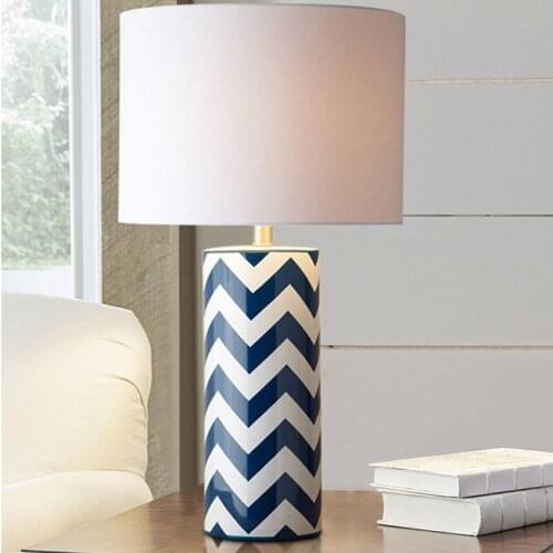 Modern Blue Ceramic Table Lamp Home Living Room Bedside Study Decor Desk Light Lighting Fixture TA253
