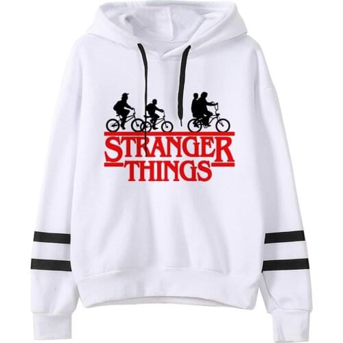 Stranger Things Mens White Hooded Sweatshirt Korean Oversized Hoodie Pullover Women Streetwear Hood Harajuku Hip Hop Unisex Hood