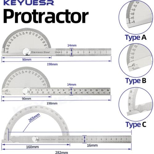 180 Degree Protractor Stainless Steel Goniometer Metal Angle Finder Carpenters Ruler Woodworking Tool Measuring Tools 100/150mm