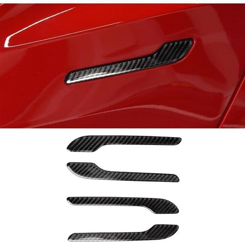 Outer Door Grab Handle Cover Trim Decoration Sticker Decal for Tesla Model-3 Car Interior Accessories Styling Carbon Fiber