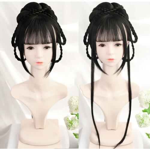 WEILAI Twisted wig Vintage Wigs for Women Han Dynasty Ancient Style Wig Ancient Costume Versatile Daily Used Custom wig