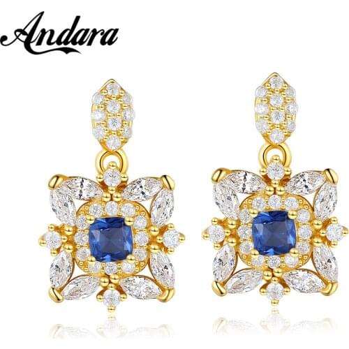 New S925 Sterling Silver Earrings Vintage Inlaid Sapphire Earrings For Women High Jewelry Gifts