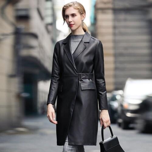 300% Real Sheepskin Coat Female Long Trench Coat Autumn Jacket Women Korean Genuine Leather Jacket Chaqueta Mujer MY3946