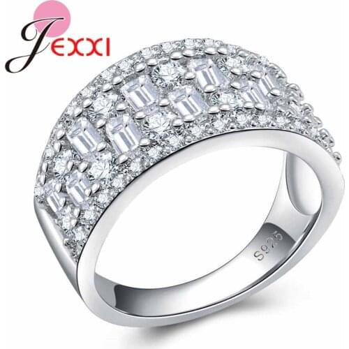 Crystal Engagement Rings for Women With AAA+ Clear Zircon Stone Hot 925 Sterling Silver Wedding Jewelry Female Silver Anel