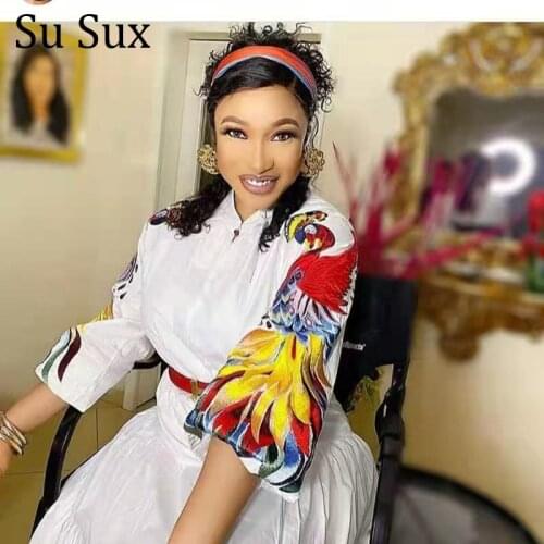 African Dresses For Women Silk Maxi Dress Dashiki Africa National Style Print Bazin Vestidos Evening Party New Autumn Winter