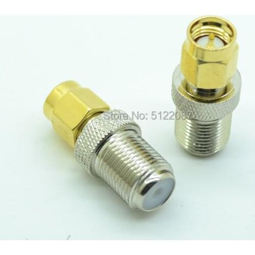 1PCS F Type Female Jack To SMA Male Plug Straight RF Coaxial Adapter F Connector To SMA Convertor Gold Tone