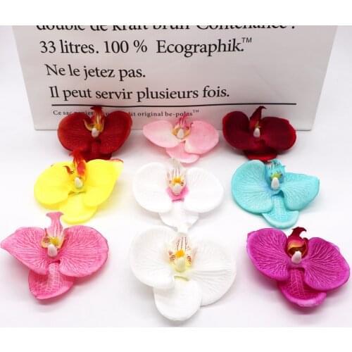 10Pcs/lot Artificial Flowers Butterfly Orchid for Wedding Party Home Decoration DIY Craft Gift Wreath Real Touch Handmade Flower