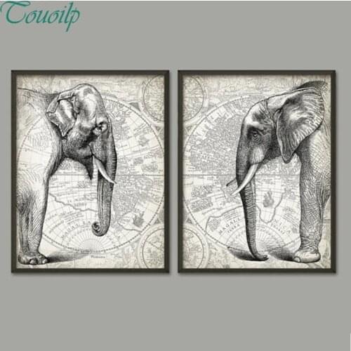 2 pcs/set,map and elephant home decoration,DIY Diamond Painting,full square&round Diamond Embroidery Cross Stitch,diamond Mosaic