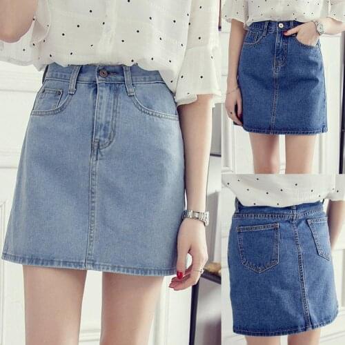 2021 Denim Skirt Summer Women Breathable High Waist A Line Loose Pockets Jean Denim Mini Skirt Women clothing женские юбки