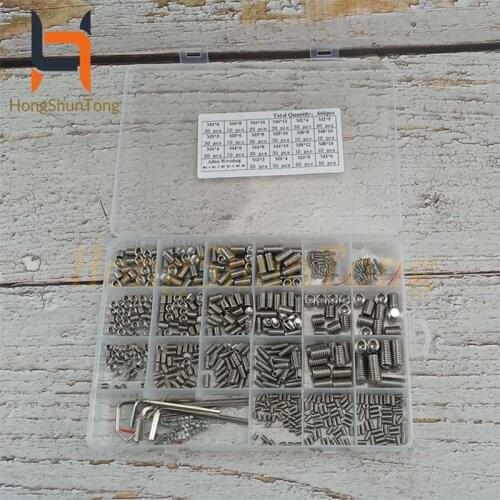 666pcs Set Screw Hex Hexagon Socket Head Stainless Steel Headless Set Screw Assortment Kit M2 M3 M4 M5 M6 M8 Grub Screw