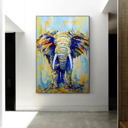 Abstract Hand Painted Animal Elephant Gold Oil painting On Canvas Painting For Living Room Hallway Wall Decoration No Frame