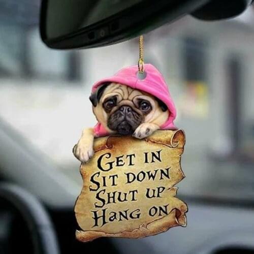 Acrylic Car Hanging Ornament Cute Dog Keychain Hanging Pendant Double Sided Pendant Decoration Ornament Gift Happy Mood New