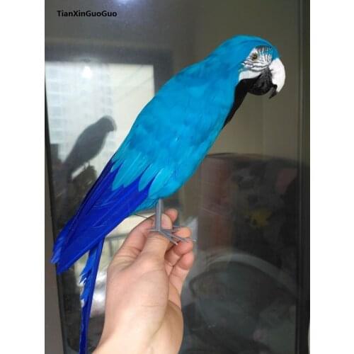 Large 40cm simulation bird blue feathers parrot bird model handicraft garden Decoration Photography props h0919