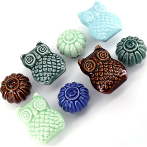 One Piece Owl/Pumpkin Knobs Drawer Knob Ceramic Dresser Kitchen Cabinet Pulls Handles Door Knob Decorative Porcelain Knobs