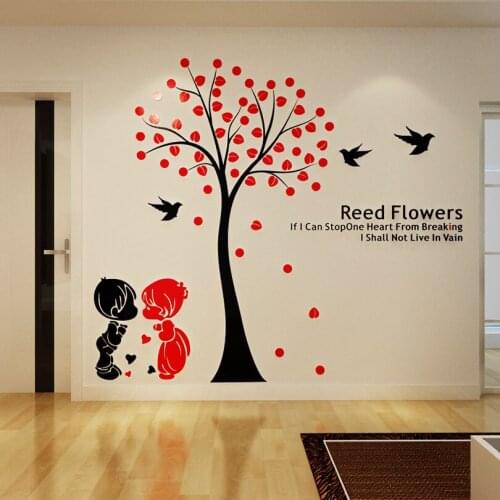 Acacia Tree Acrylic crystal stereo wall stickers living room cute couple kids bedroom entrance Home decor 3D sticker decals art