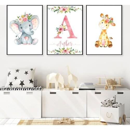 Canvas Child Poster Nursery Wall Art Picture Print Cure Elephant Giraffe Nordic Kid Baby Bedroom Decor Canvas Painting