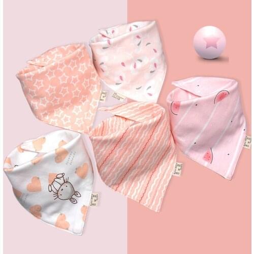 Baby Bibs Triangle Double Cotton Bibs 5 pieces/lot Cartoon Print Saliva Towel Baby Boys Girls Feeding Apron Cotton Bandana Bibs