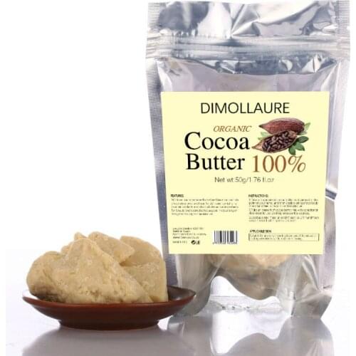Dimollaure 50g Pure Cocoa Butter Unrefined Cocoa Butter Raw Base Oil Natural ORGANIC plant Essential Oil skin care Food Grade