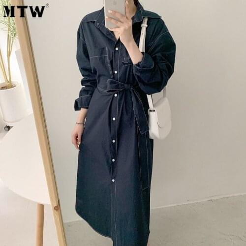 Elegant Office Shirt Dress Women Autumn Solid Long Sleeve Loose Dress 2020 Lady Korean High Waist Party Dresses Vestidos