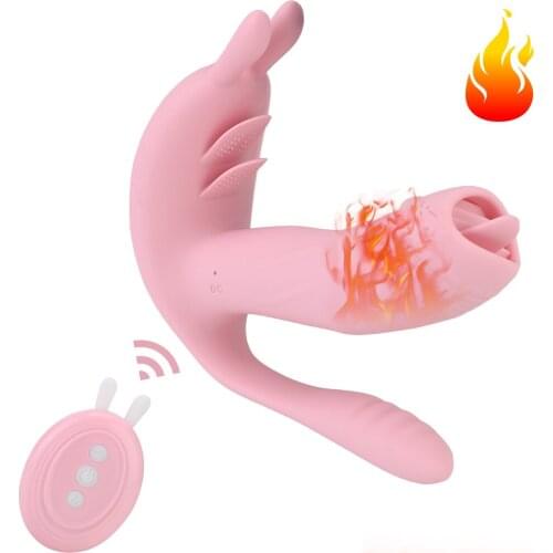 3 In 1 Anal Plug Licking Vibrator Heated Dildo Woman Clitoris Stimulator Erotic Penis Female Sex Toys for Adult Product Wireless