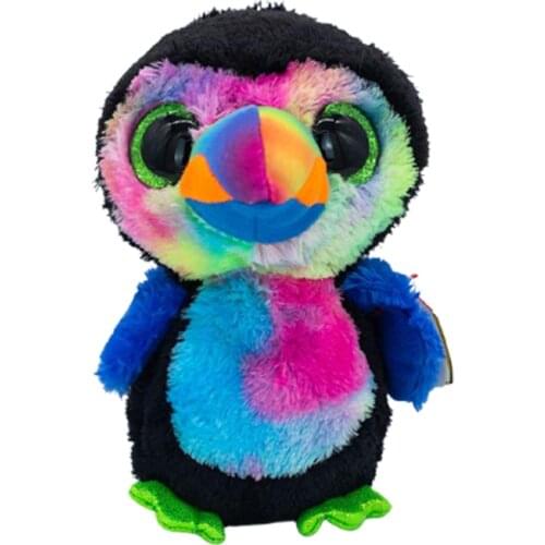 New 15CM Ty Big Eyes Beanie Plush Animal Big Mouth Parrot Animal Plush Collectible Toy Children Christmas Birthday Gift