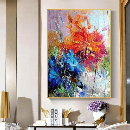 Modern Oil Painting On Canvas Handmade Wall Art Abstract Flower Paintings For Home Decoration Living Room Pictures Handpainted