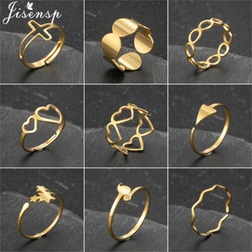 Stainless Steel Rings for Women Men Fashion Cross Heart Round Arrow Wave Star Ring Party Jewelry Accessories Bagues Pour Femme