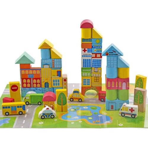 Urban traffic scene building blocks toys, childrens large wooden toys.Childrens educational toys
