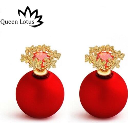 Queen Lotus Korean Fashion Women Earrings Crystal Snowflake Earrings Pearl Stud Earrings High Quality Cubic Zircon Jewelry Gift