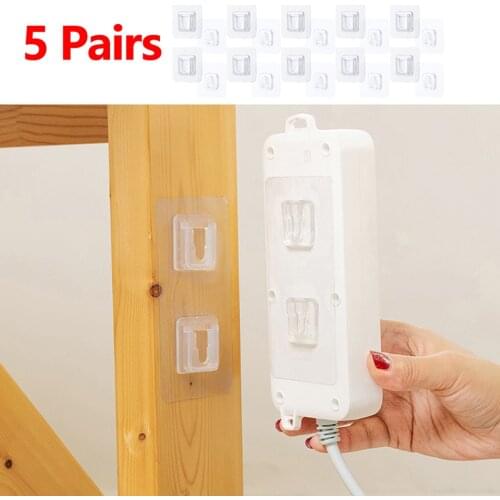 5Pairs Double-Sided Adhesive Wall Hooks Hanger Strong Waterproof Suction Cup Hooks For Kitchen Bathroom Socket Organizer