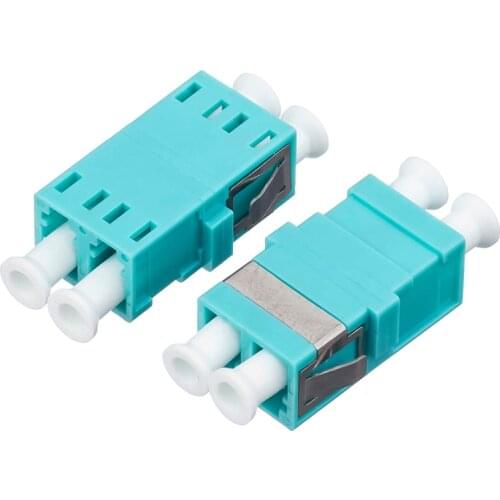 LC UPC duplex fiber optic adapter OM3 Aqua Multimode DX coupler connector free shipping