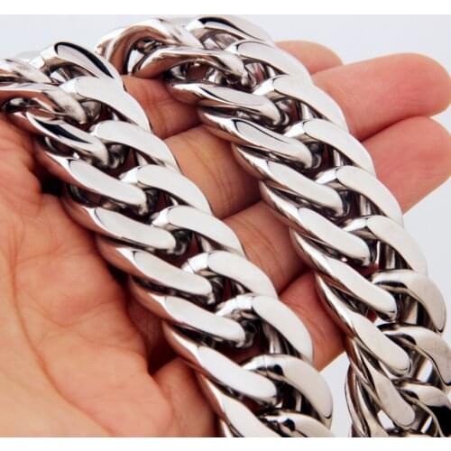 Heavy Huge Silver 316L Stainless Steel Curb Cuban Link Chain Necklaces for Men Hip Hop Party Jewelry Friends Gift 18mm 16-40"