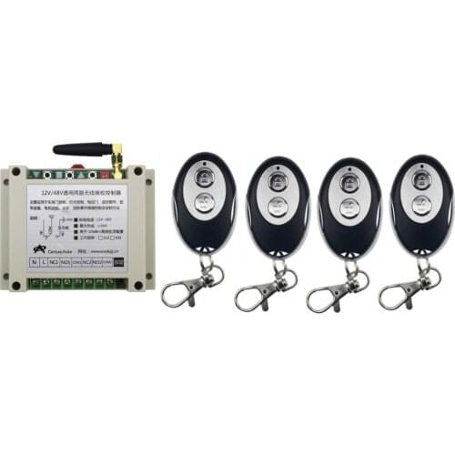 New DC12V 24V 36V 48V 2CH RF Wireless Remote Control Switch System 4pcs ellipse shape transmitter &1 receiver Learning code