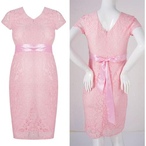 Maternity Floral Lace V Neck Dresses Short Sleeve Pregnant Women Wedding Evening Party Dress Pregnancy Sexy Photography Clothing