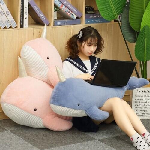 60/90/120cm Plush Toys Cute Pink /Blue Whale Stuffed Soft Kawaii Animal Pillow Dolls Gift for Birthday Christmas Present