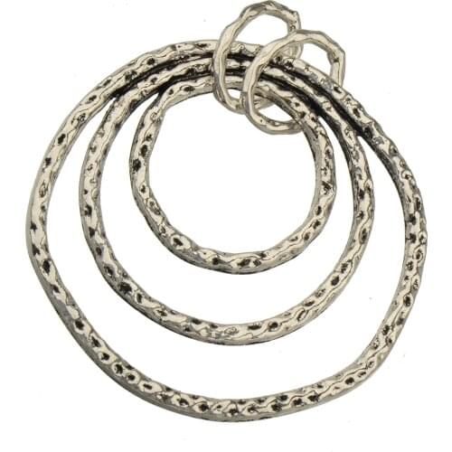 Retro Silver Pendants For Necklaces DIY Rope Circle Open Large Slider Zinc Alloy Fashion Accessories Jewelry Handmade 82mm 2pcs