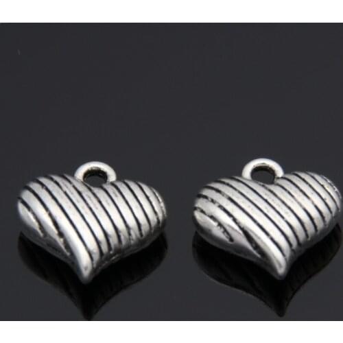 10pcs Silver Color Special 3D Love Heart Charms Double Sided Pendant Jewelry Making DIY Handmade Accessories Wholesale A3470